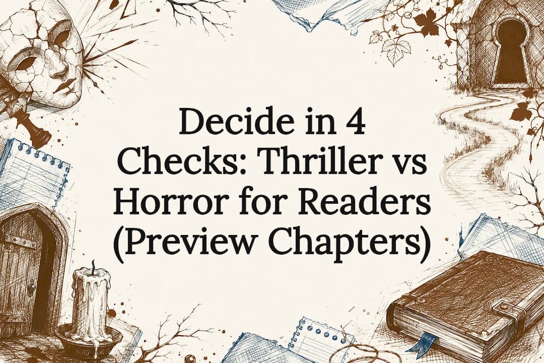 Thriller versus horror decorative title card