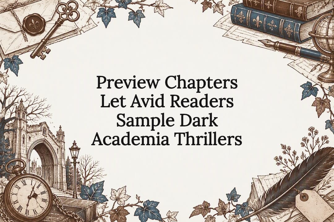 Dark academia thriller decorative title card