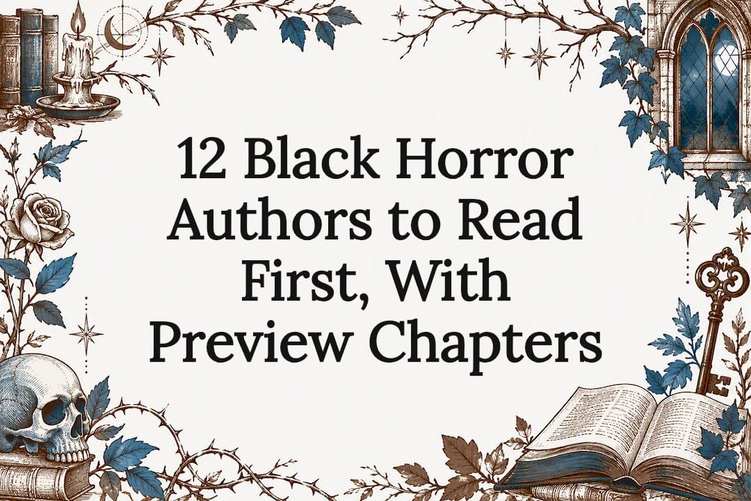 Decorative Black horror authors title card