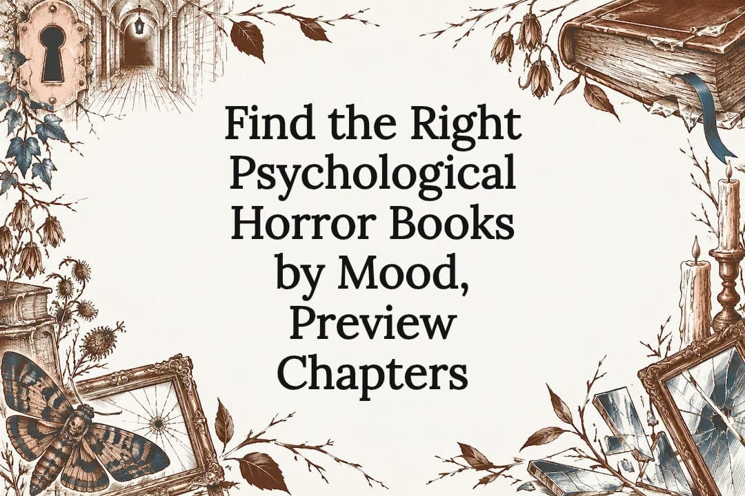 Psychological horror books mood title card