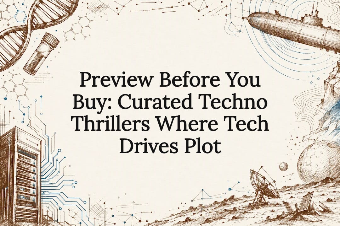 Techno thriller title card illustration