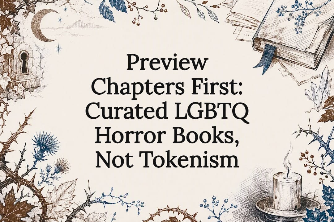 Dark LGBTQ horror books title card