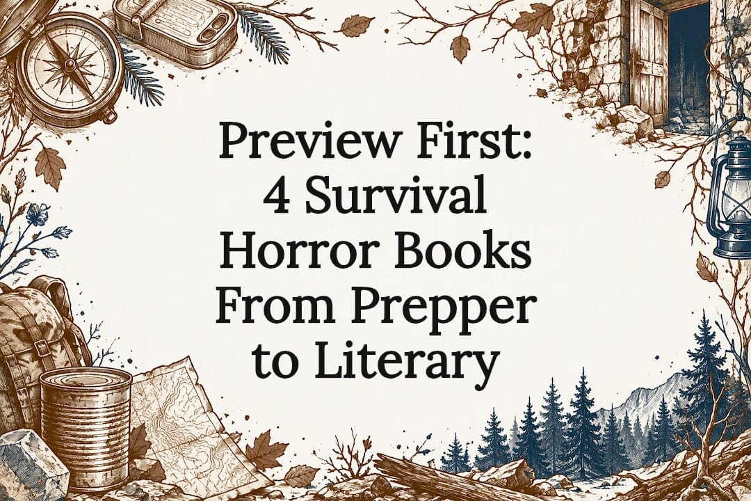 Decorative survival horror books title card