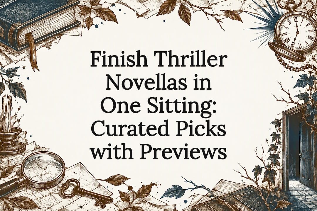 Decorative thriller novella title card