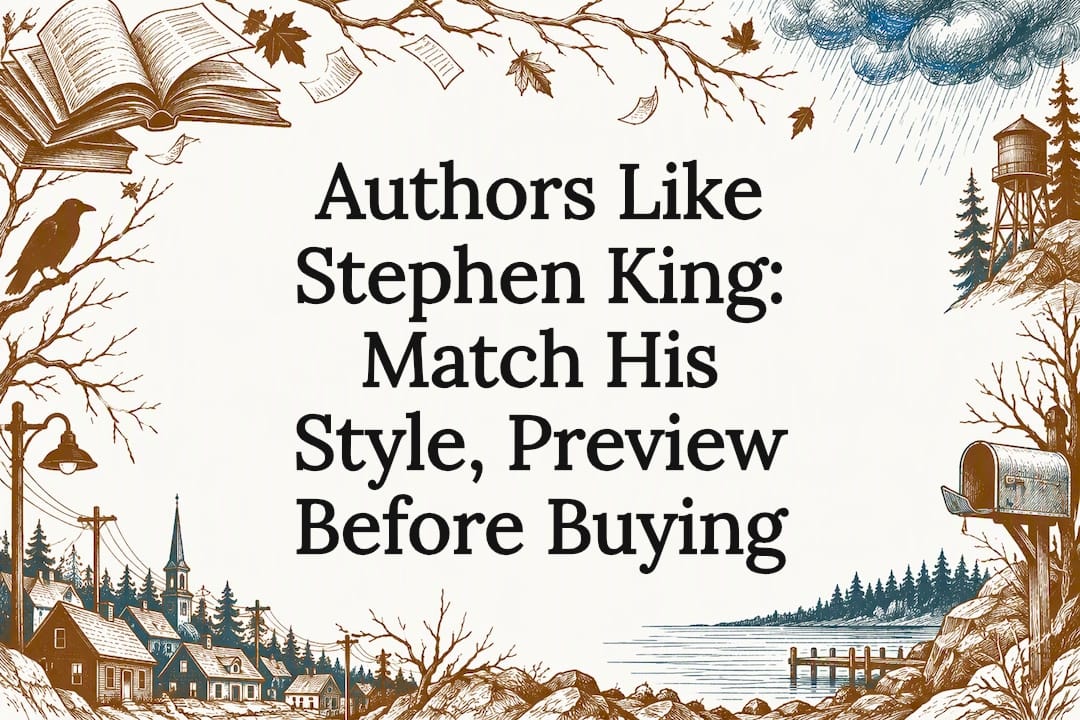 Sketch-framed title card for a Stephen King guide