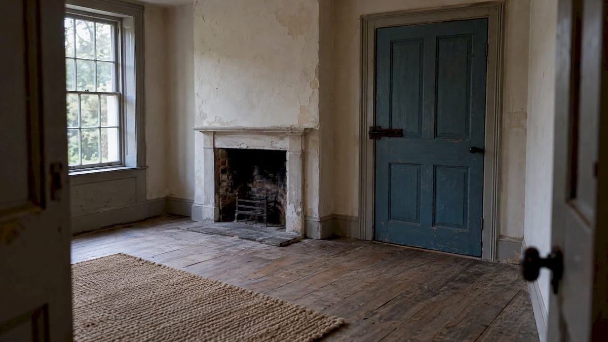 Bolted door inside an old house room